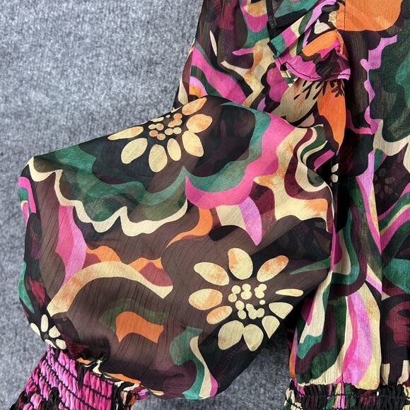 Misa Los Angeles Dress XS Gianna Floral Mini Groove Retro Multicolor Artsy Boho - Picture 10 of 16